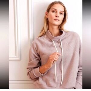 VARLEY MACEO TEXTURED MOCK NECK SWEATSHIRT DUSTY ROSE MAUVE WOMEN SMALL